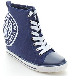 Wedge Sneakers, Blue DKNY Style